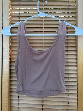 Sleeveless Ribbed Tank Top - Mauve Brown